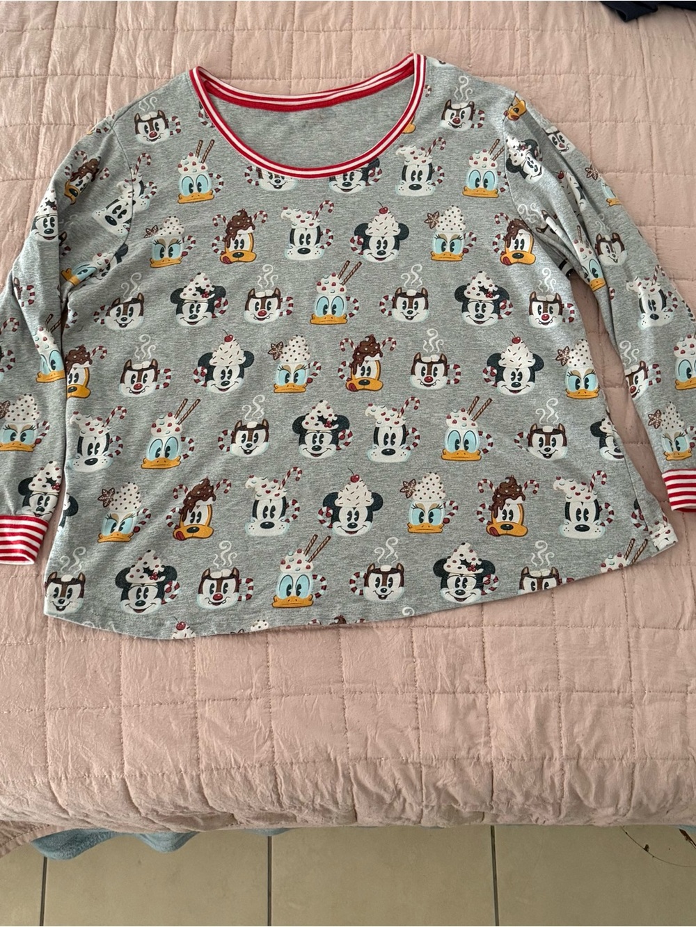 Disney Grey Long Sleeve Top with Yellow and Red Accent